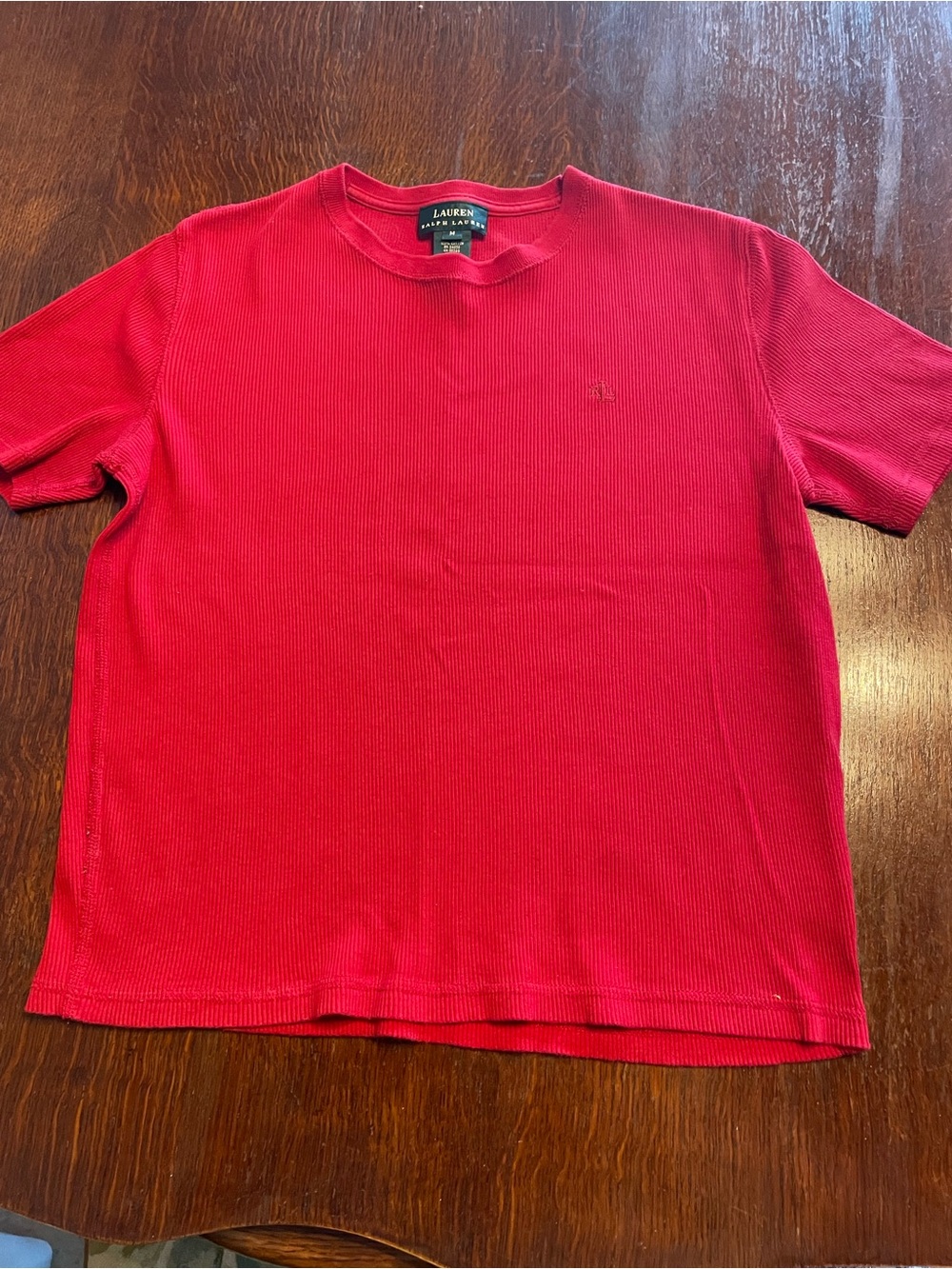 Ralph Lauren Red Ribbed Short Sleeve Top